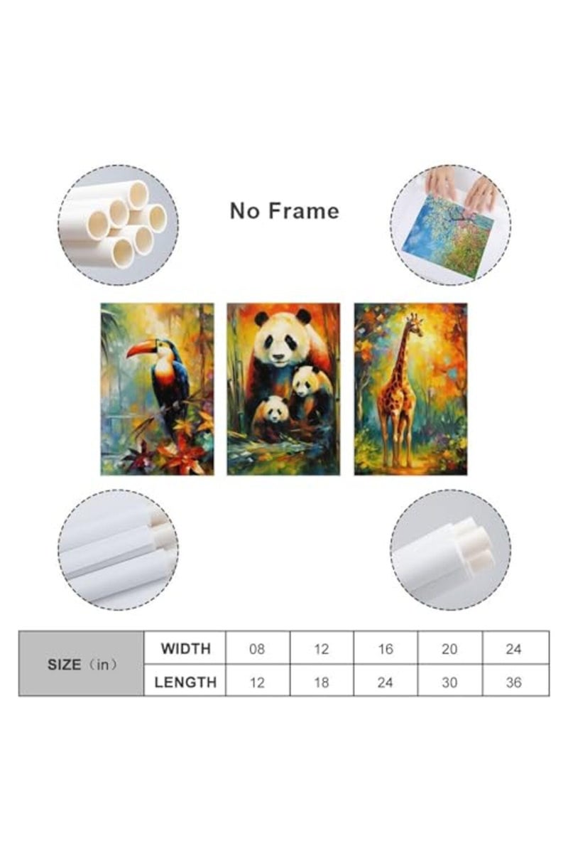 FireDeer فن جدار حيوانات الغابة من فاير دير - ملصق دب، ثعلب، باندا 3 قطع - طباعة قماش للأطفال لتزيين غرفة المهد للذكور والإناث - Image 3