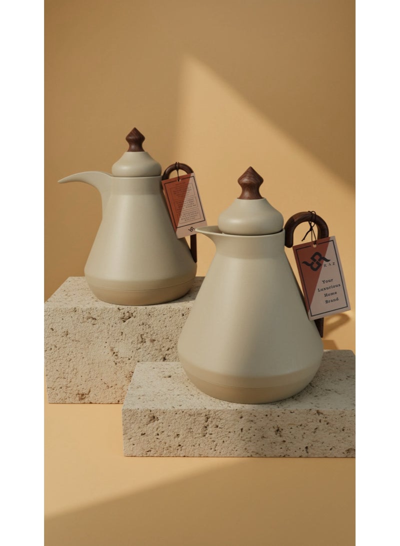 Raz طقم ترمس فاخر للقهوة والشاي العربي | ترمس تقديم معزول حرارياً بجدار مزدوج | طقم فاخر من قطعتين - Image 1