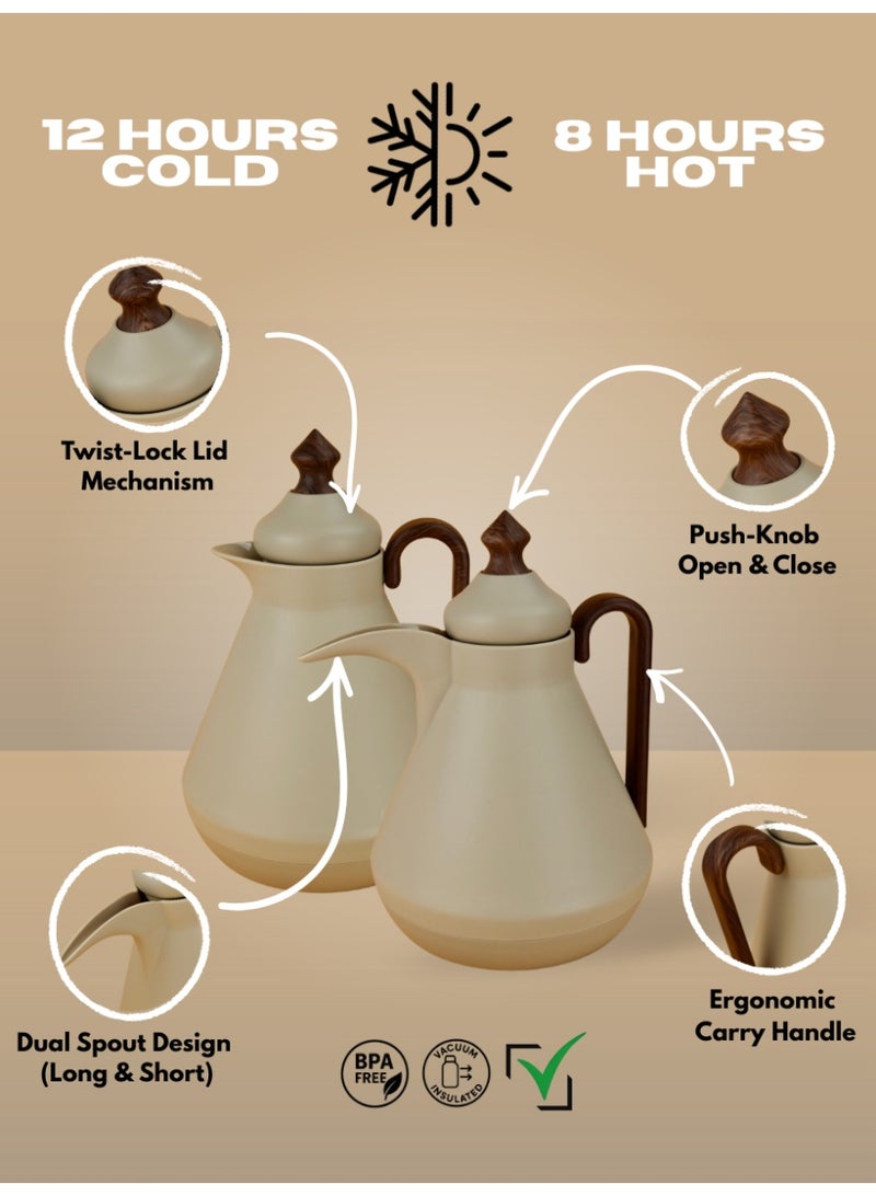 Raz طقم ترمس فاخر للقهوة والشاي العربي | ترمس تقديم معزول حرارياً بجدار مزدوج | طقم فاخر من قطعتين - Image 2