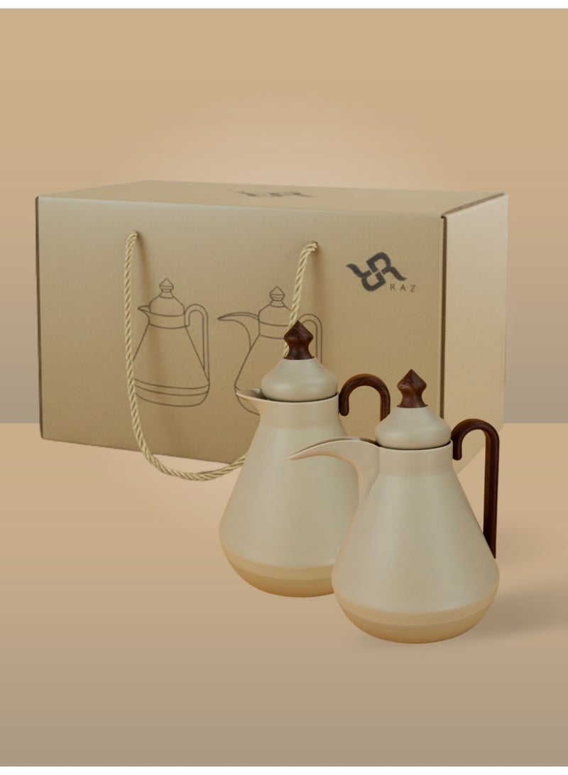 Raz طقم ترمس فاخر للقهوة والشاي العربي | ترمس تقديم معزول حرارياً بجدار مزدوج | طقم فاخر من قطعتين - Image 3