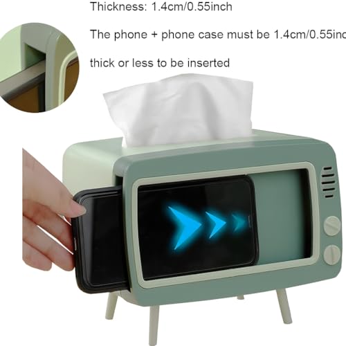 Coslifestore Retro TV Style Tissue Box with Antenna, Holder with Mobile Stand for Home,Office,Kids Room, Kitchen, Living Room, Study Table, Desktop Organizer for Tissues, Tampon (Blue and Yellow) - Image 5