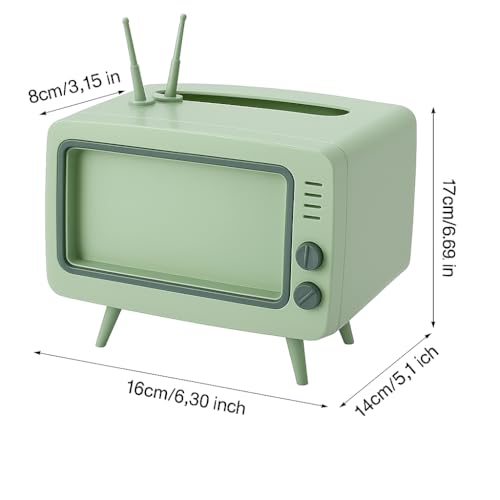 Coslifestore Retro TV Style Tissue Box with Antenna, Holder with Mobile Stand for Home,Office,Kids Room, Kitchen, Living Room, Study Table, Desktop Organizer for Tissues, Tampon (Blue and Yellow) - Image 2