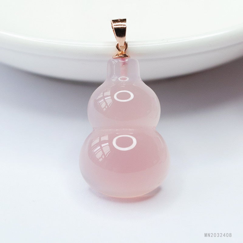 Generic Sterling Silver S925 Agate Pendant Crystal Jewelry Powder chalcedony silver set gourd (excluding chain) MN2032408 