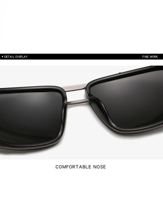 با لوف نظارات شمسية مستطيلة polarized للرجال، نظارات شمسية بحماية UV400 بإطار معدني، نظارات شمسية عصرية مضادة للوهج للرجال، نظارات شمسية للحماية من الشمس مناسبة للصيف، الأنشطة الخارجية، الشاطئ، السفر، والتخييم - Image 3