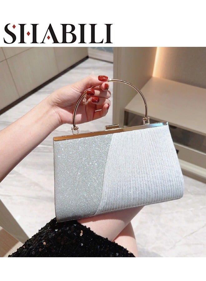 SHABILI Women's Sparkling Evening Clutch Bag, Ladies Designer Chain Banquet Package Handbag Tote Bags Shoulder Bag, Casual Solid Color Crossbody Bag Satchel Bag Side Bag Carry Bag for College Students  - Image 1