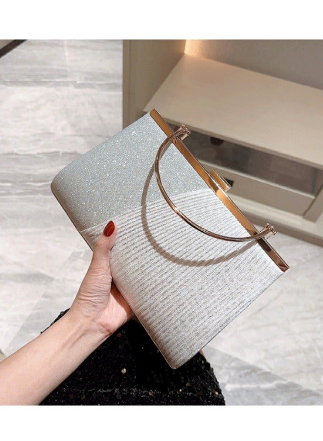 SHABILI Women's Sparkling Evening Clutch Bag, Ladies Designer Chain Banquet Package Handbag Tote Bags Shoulder Bag, Casual Solid Color Crossbody Bag Satchel Bag Side Bag Carry Bag for College Students  - Image 2