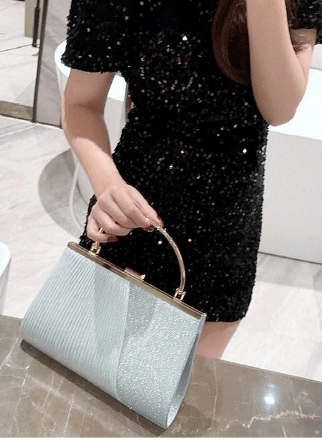 SHABILI Women's Sparkling Evening Clutch Bag, Ladies Designer Chain Banquet Package Handbag Tote Bags Shoulder Bag, Casual Solid Color Crossbody Bag Satchel Bag Side Bag Carry Bag for College Students  - Image 5