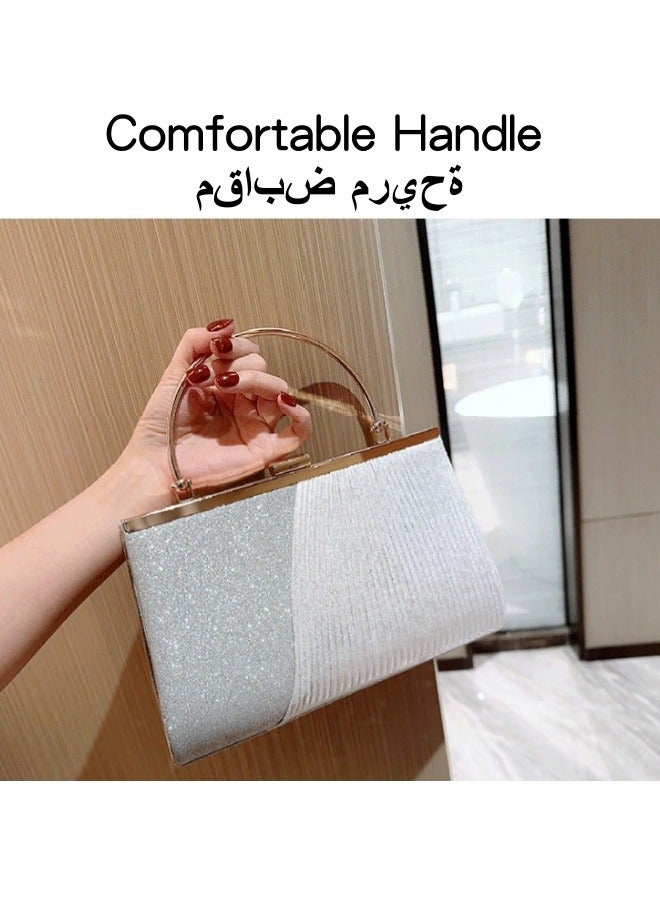 SHABILI Women's Sparkling Evening Clutch Bag, Ladies Designer Chain Banquet Package Handbag Tote Bags Shoulder Bag, Casual Solid Color Crossbody Bag Satchel Bag Side Bag Carry Bag for College Students  - Image 4