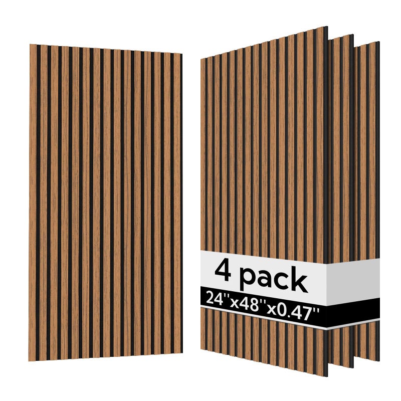 Olanglab Acoustic Wood Wall Panels 4 Pack, Sound Dampening Wood Slat Wall Panels 23.6" x 47.2", Cherry - Image 1