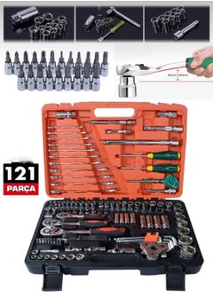 Professional 121 Piece Mechanical Chrome Steel Premium Quality 121 Piece Socket Set 1/2-1/4-3/8 Full Set