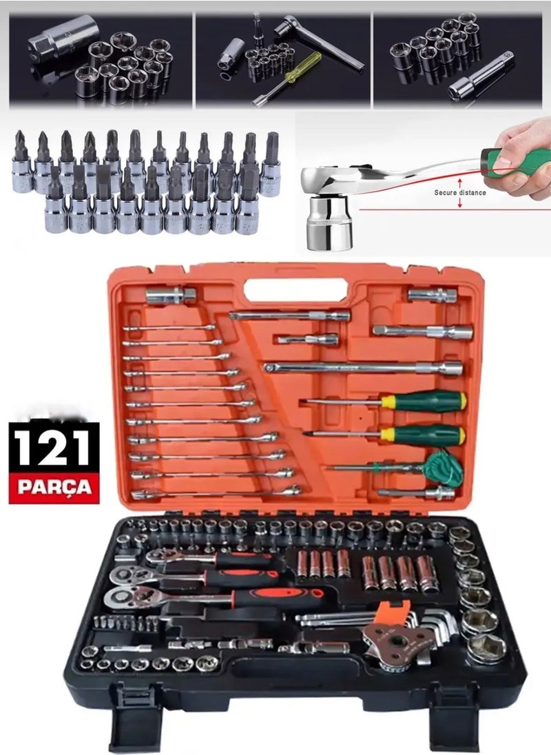 SCHUTZENGER - Professional 121 Piece Mechanical Chrome Steel Premium Quality 121 Piece Socket Set 1/2-1/4-3/8 Full Set - Image 1