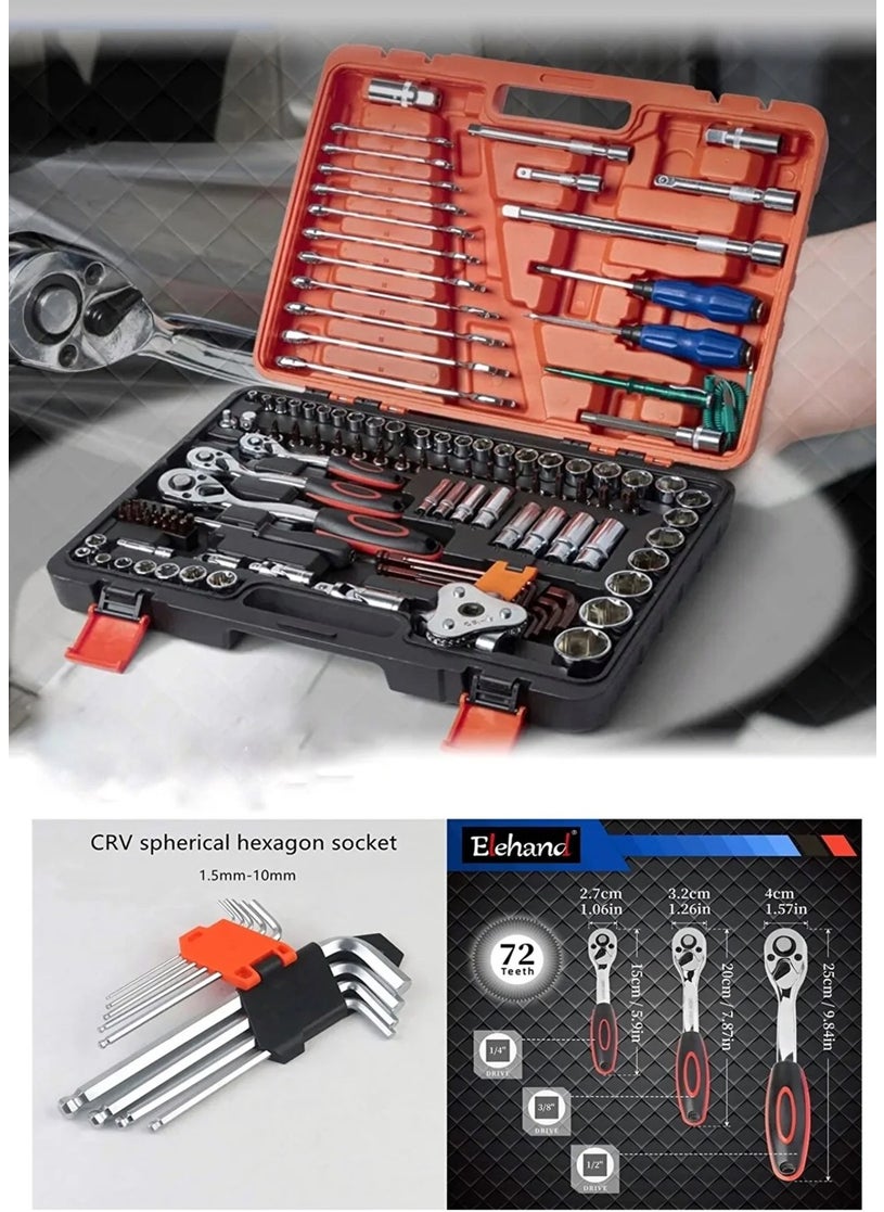 SCHUTZENGER - Professional 121 Piece Mechanical Chrome Steel Premium Quality 121 Piece Socket Set 1/2-1/4-3/8 Full Set - Image 1