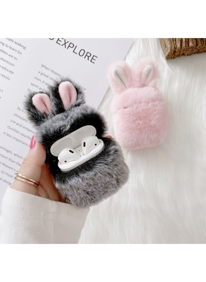 Generic - Plush Rabbit Ears AirPods Pro Headphone Cover For Apple 2/3/4 Generation Bluetooth Protective Cover Creative Drop-resistant-Color:plush Rabbit Ears Rose Red-Applicable Model:airpods 1/2 Generation - Image 1