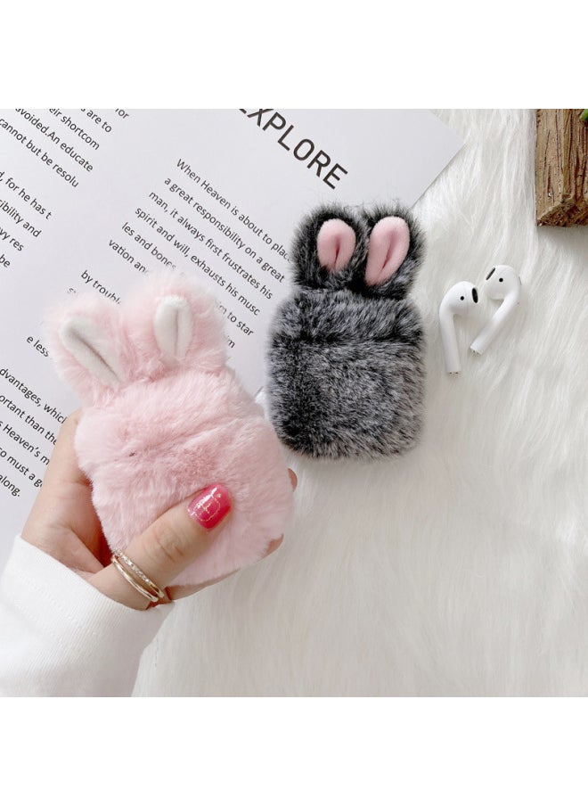 Generic - Plush Rabbit Ears AirPods Pro Headphone Cover For Apple 2/3/4 Generation Bluetooth Protective Cover Creative Drop-resistant-Color:plush Rabbit Ears Rose Red-Applicable Model:airpods 1/2 Generation - Image 1