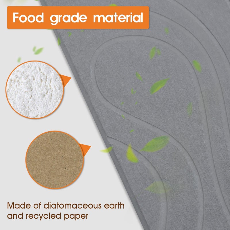 Snuggery Large Stone Drying Mat for Kitchen Counter - 24"x16" Dirt-Resistant Quick Drying Fast Absorbent Non-Slip Diatomite Mat, Natural Diatomaceous Earth Dish Drying Pad for Dish Rack(Dark Grey) - Image 4
