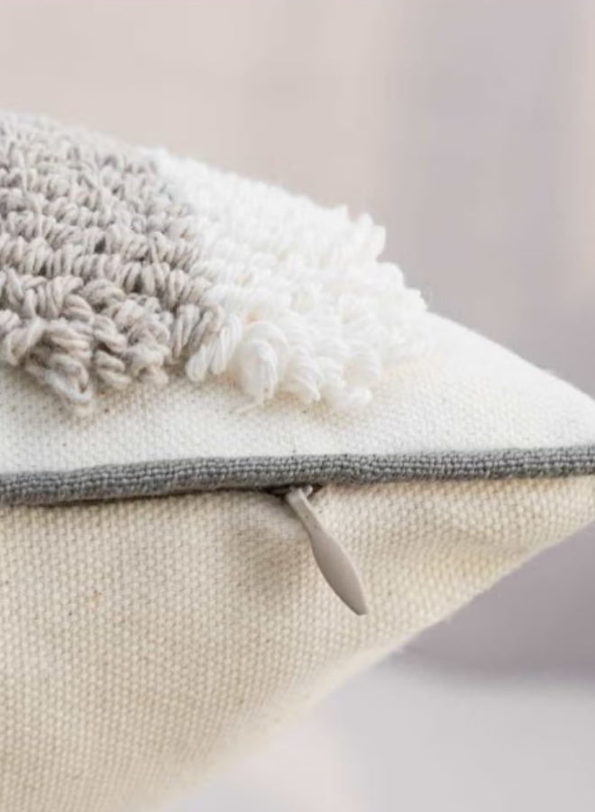 شبيلي 1 قطعة غطاء وسادة من البوليستر، 18 × 18 بوصة لغرفة المعيشة أو أريكة السرير أو أغطية الوسائد الزخرفية، غطاء وسادة مربع مخطط ناعم 45 × 45 سم، ديكور منزلي ريفي بوهو (أبيض) - Image 3