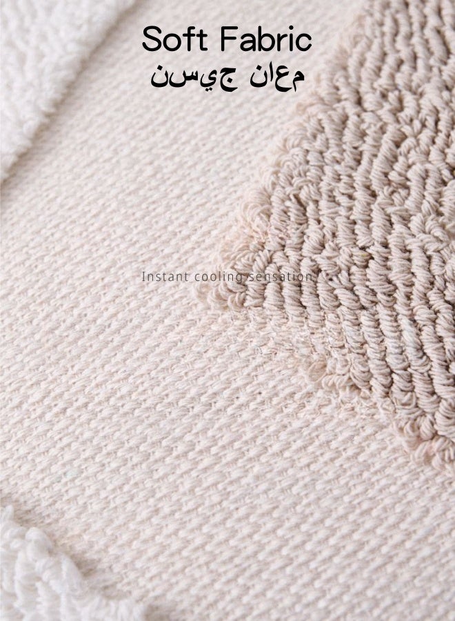 شبيلي 1 قطعة غطاء وسادة من البوليستر، 18 × 18 بوصة لغرفة المعيشة أو أريكة السرير أو أغطية الوسائد الزخرفية، غطاء وسادة مربع مخطط ناعم 45 × 45 سم، ديكور منزلي ريفي بوهو (أبيض) - Image 4