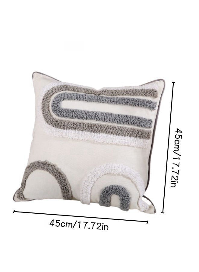 شبيلي 1 قطعة غطاء وسادة من البوليستر، 18 × 18 بوصة لغرفة المعيشة أو أريكة السرير أو أغطية الوسائد الزخرفية، غطاء وسادة مربع مخطط ناعم 45 × 45 سم، ديكور منزلي ريفي بوهو (أبيض) - Image 5