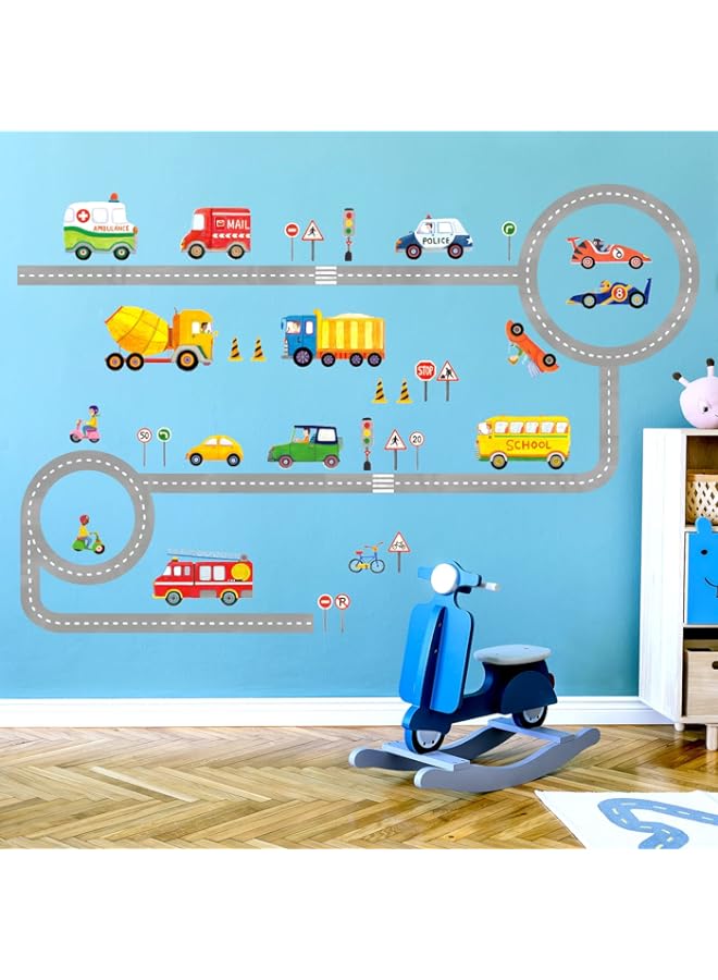 Raxoom BPA DA-1404 The Road and Cars Kids Wall Decals Wall Stickers Peel and Stick Removable Wall Stickers for Kids Nursery Bedroom Living Room (Large) - Image 4