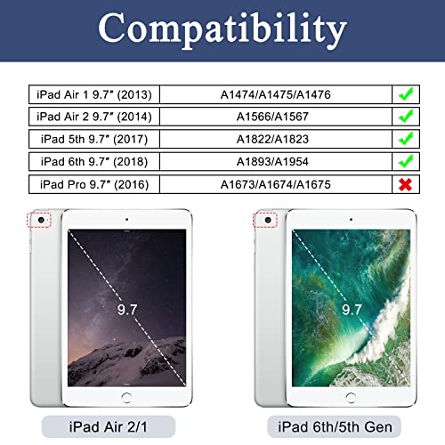 Soke Case for iPad 6th/5th Generation 2018/2017, [Slim Trifold Stand + Auto Wake/Sleep], Premium Protective Hard PC Back Cover for Apple 9.7-Inch iPad Air 2 & Air 1 (Navy) - Image 2