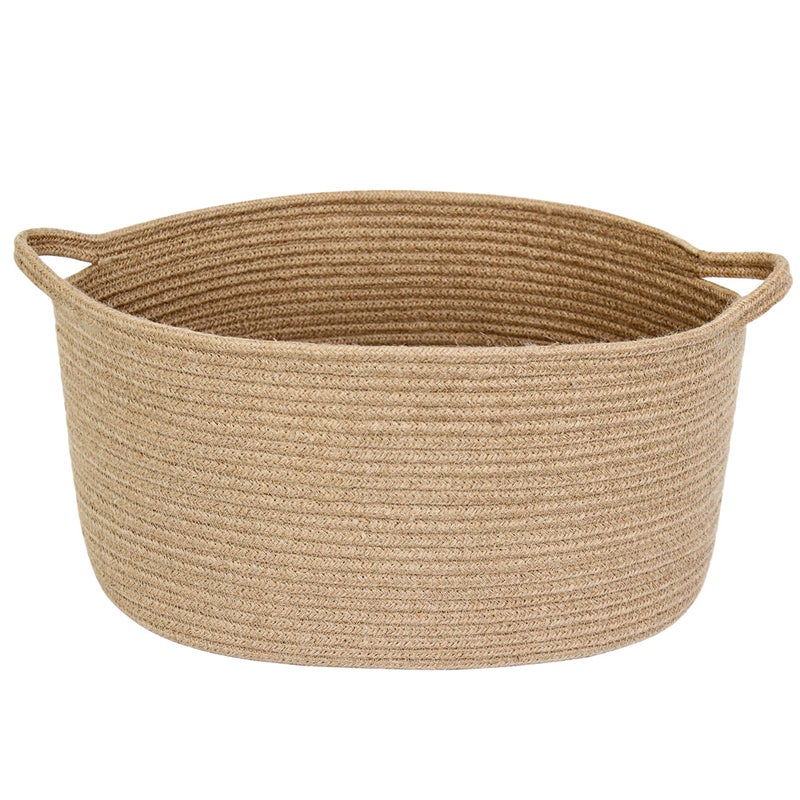 MEGASKET Jute Wicker Storage Basket with Handles, 17"x12"x8" Decorative Woven Baskets for Organizing Dog Toy, Gifts, Book, Towel, Cloth, Boho Storage Bin for Shelves, Entryway, Closet, Home Decor - Image 1