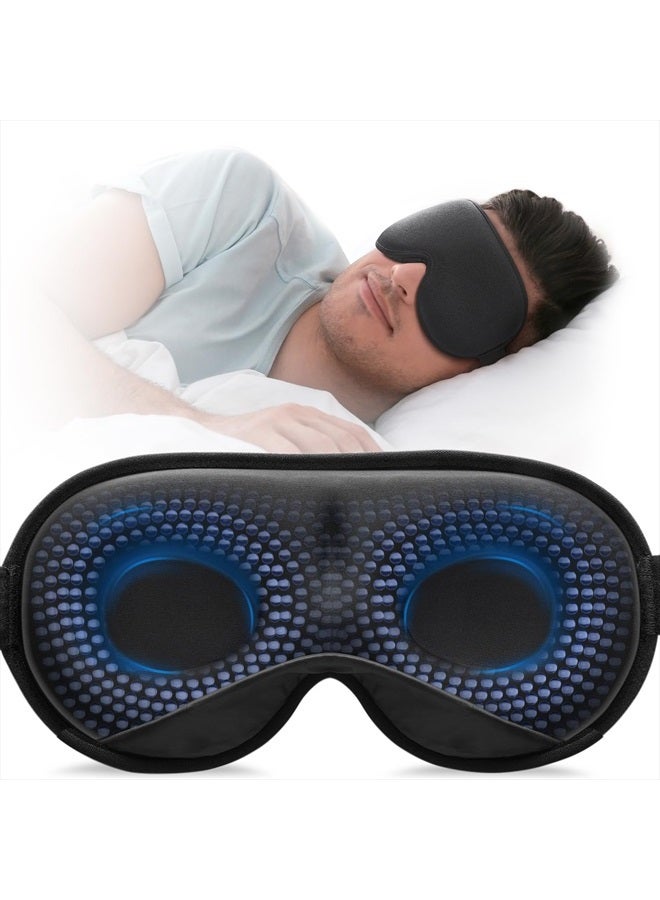YFONG Weighted Sleep Mask, Women Men 3D Blocking Lights Sleeping Mask (4.2oz/120g), Pressure Relief Night Sleep Eye Mask with Adjustable Strap, Eye Cover Blindfold for Travel Nap Yoga, Black - Image 1