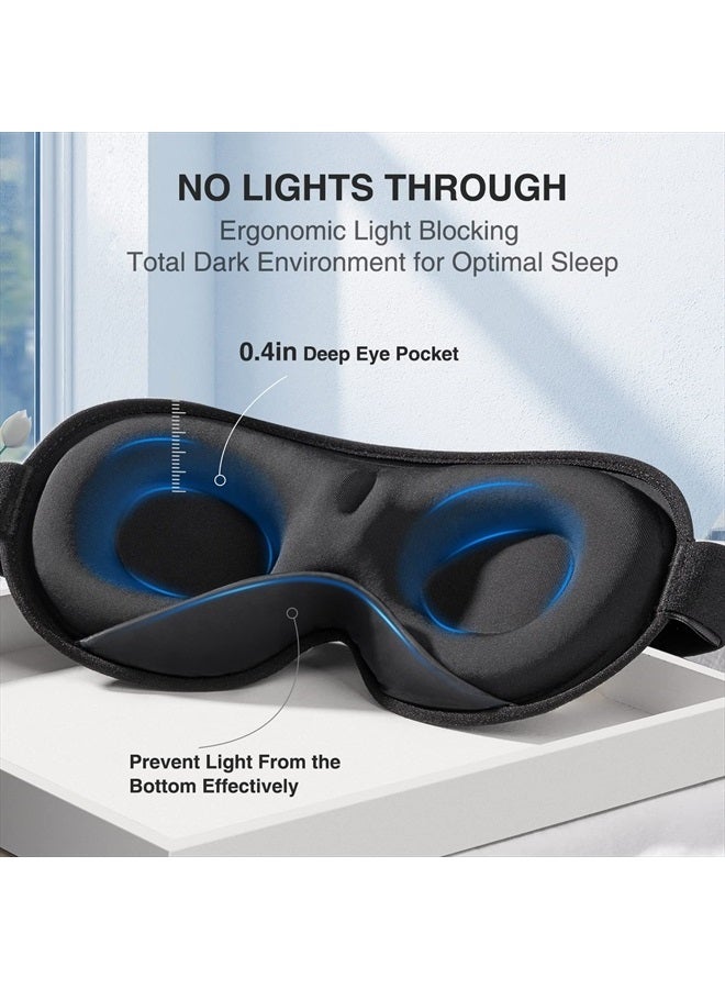 YFONG Weighted Sleep Mask, Women Men 3D Blocking Lights Sleeping Mask (4.2oz/120g), Pressure Relief Night Sleep Eye Mask with Adjustable Strap, Eye Cover Blindfold for Travel Nap Yoga, Black - Image 4