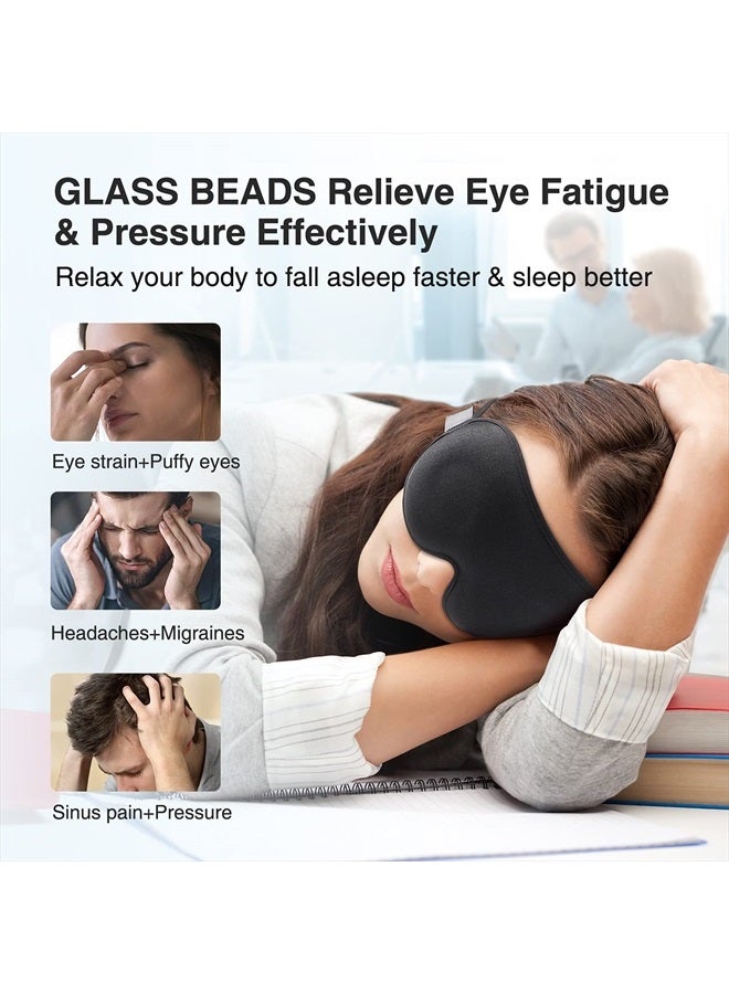 YFONG Weighted Sleep Mask, Women Men 3D Blocking Lights Sleeping Mask (4.2oz/120g), Pressure Relief Night Sleep Eye Mask with Adjustable Strap, Eye Cover Blindfold for Travel Nap Yoga, Black - Image 3