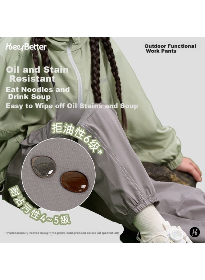 Heybetter Children'S Outdoor Functional Cargo Pants 1 Piece 6 Protection Spring Summer Outdoor Boys And Girls Olive Brown (Khaki) 160 - Image 4