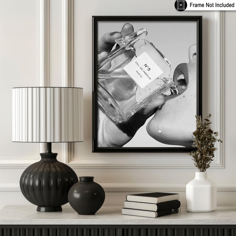 Poster Master Drinking Perfume Print - Fashion Poster - Black and White Art - Luxury Brand Wall Design - Girly Photography Art - Great Girl's Room or Office Decor - 8x10 UNFRAMED Wall Art - Image 3