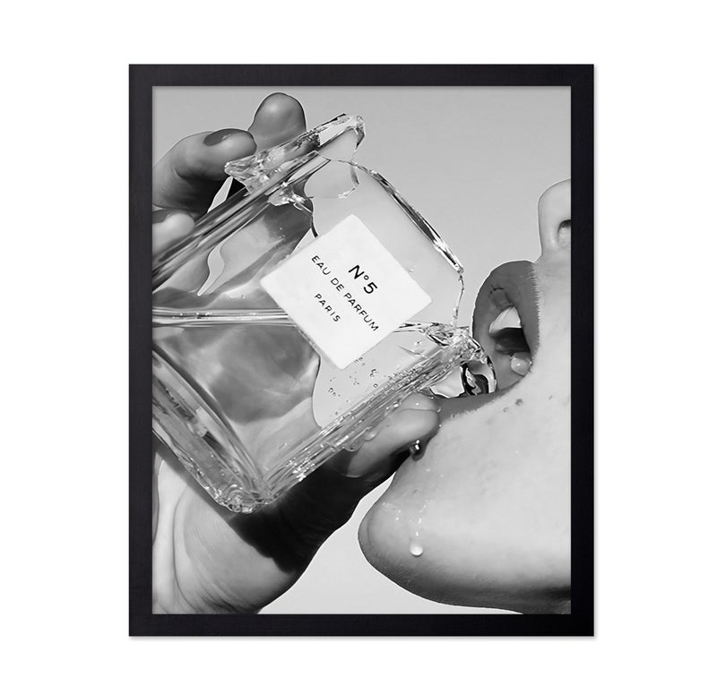 Poster Master Drinking Perfume Print - Fashion Poster - Black and White Art - Luxury Brand Wall Design - Girly Photography Art - Great Girl's Room or Office Decor - 8x10 UNFRAMED Wall Art - Image 1