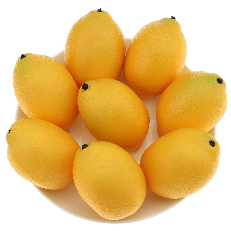 Gresorth 8pcs Artificial Lifelike Simulation Yellow Lemon Fake Fruit Home Kitchen Cabinet Decoration Food Model
