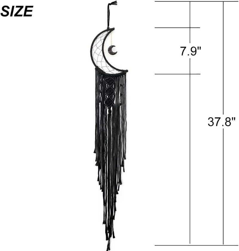 MOONFLY Black Moon Dream Catcher with Handmade Woven Cotton Dream Catchers Boho Macrame Wall Hanging Home Decoration Ornament Craft Gift (Black Moon) - Image 4
