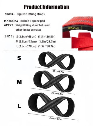 Figure 8 Lifting Straps for Weightlifting, Non-Slip Heavy Duty Gym Wrist Wraps with Cuffs, Grip Support for Deadlifts & Power Training - view 2