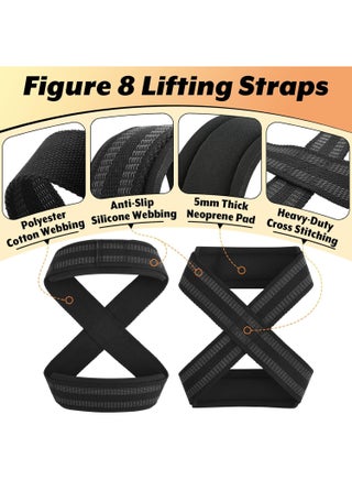 Figure 8 Lifting Straps for Weightlifting, Non-Slip Heavy Duty Gym Wrist Wraps with Cuffs, Grip Support for Deadlifts & Power Training - view 4