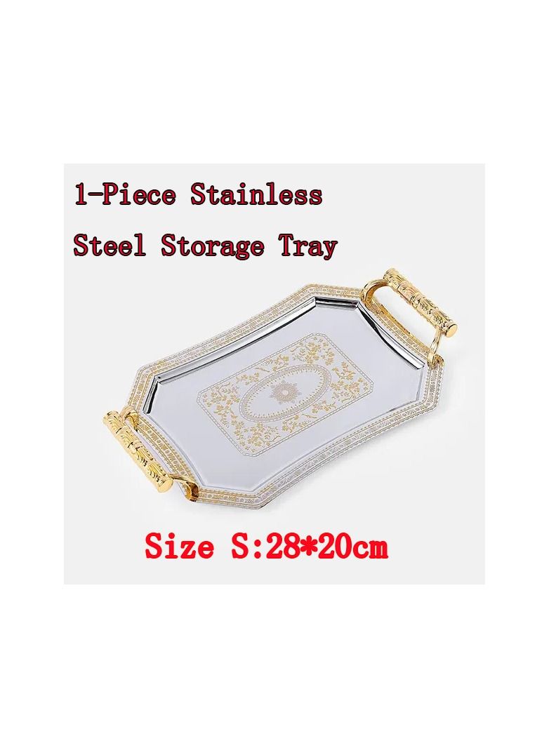 1-Piece Stainless Steel Storage Tray,Jewelry Display Plate Hotel Restaurant Serving Dish Plate - Image 1