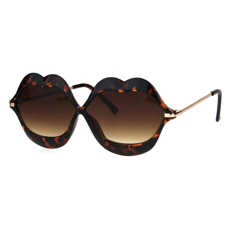 PASTL Lip Shape Sunglasses Lips Kiss Womens Cute Fashion Shades UV 400 Tortoise - Image 1