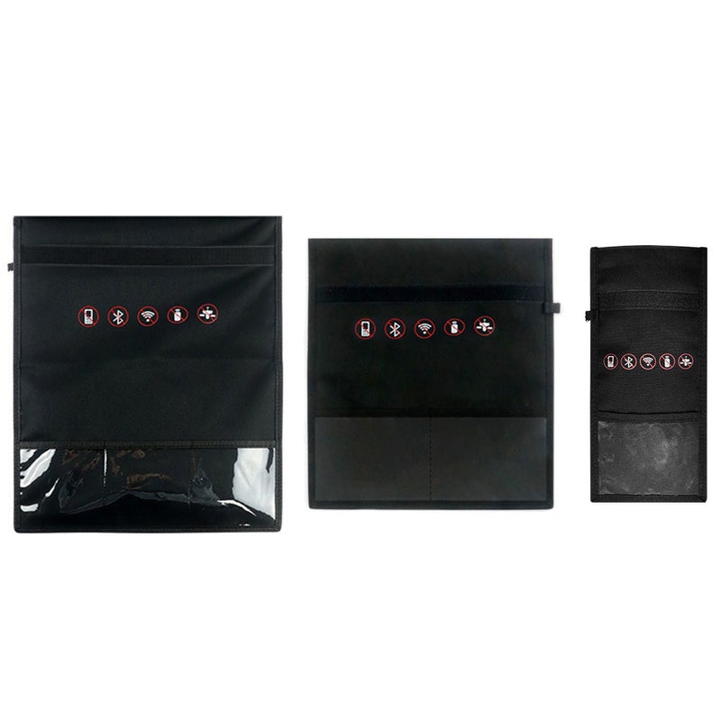 car key protector signal shielding bag anti-radiation bag wallet tablet phone privacy protection bag black 35x45cm shielding bag large - Image 1