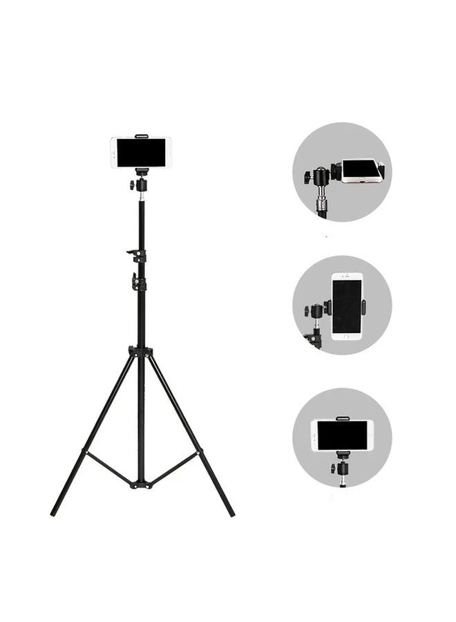82.68 Inch Floor Tripod Stand With Light Flexible Neck Adjustable Height For Phone Vlogging - Image 2