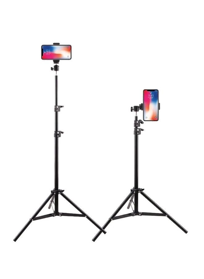 82.68 Inch Floor Tripod Stand With Light Flexible Neck Adjustable Height For Phone Vlogging - Image 5