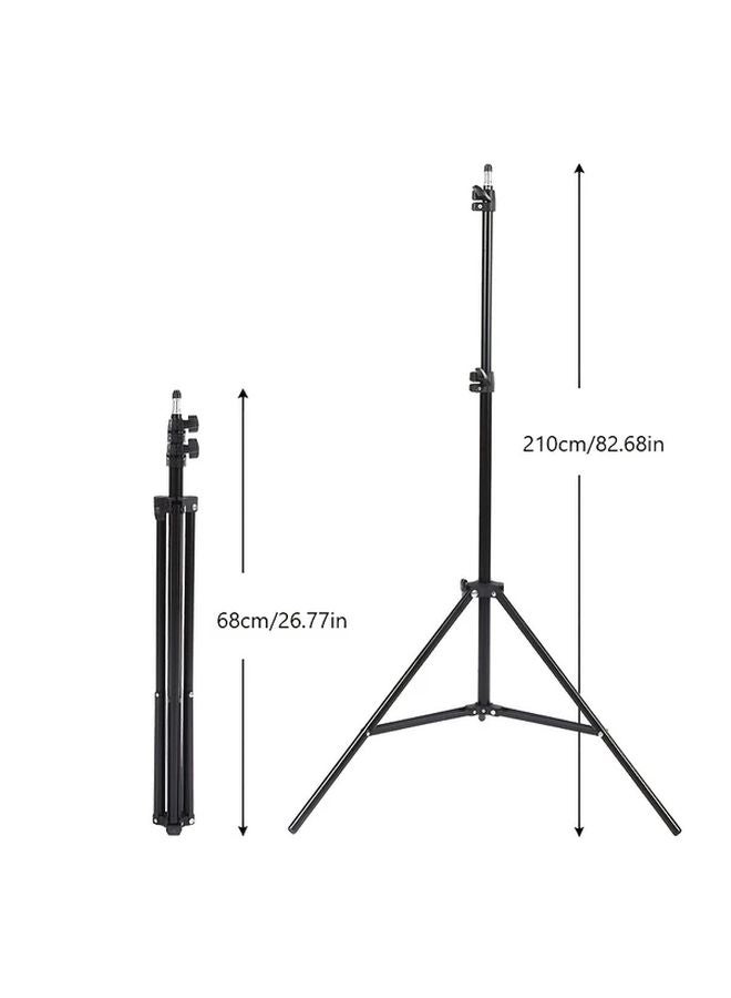 82.68 Inch Floor Tripod Stand With Light Flexible Neck Adjustable Height For Phone Vlogging - Image 3