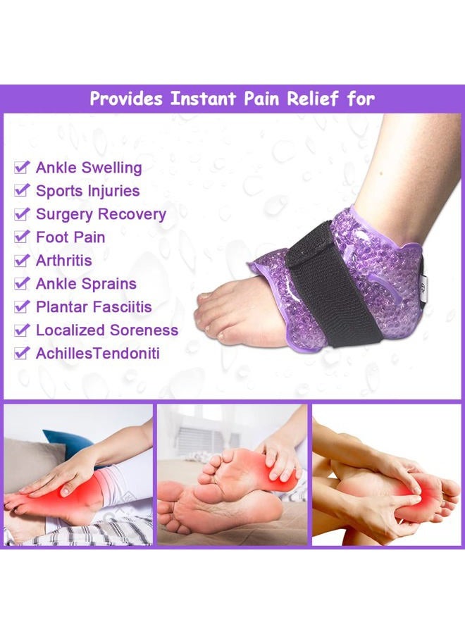 Conbella Ankle Foot Ice Pack Wrap for Injuries Reusable, Gel Bead ice Pack, Instant Pain Relief for Achilles Tendonitis, Plantar Fasciitis, Foot Heel - Soft Polyster Lining - Image 5