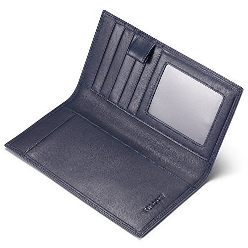 HISCOW Soft Leather Checkbook Cover & Card Holder with Divider - Italian Calfskin (Dark Blue) - Image 5