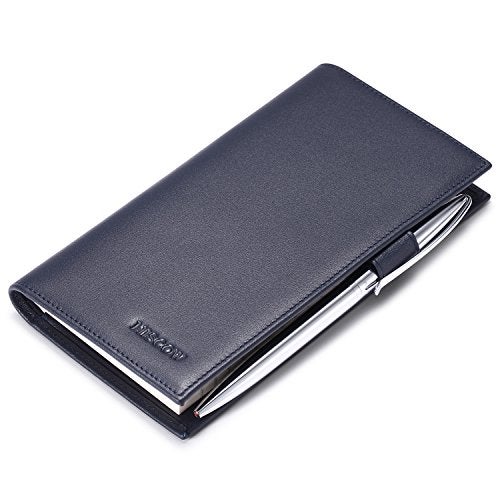 HISCOW Soft Leather Checkbook Cover & Card Holder with Divider - Italian Calfskin (Dark Blue) - Image 4