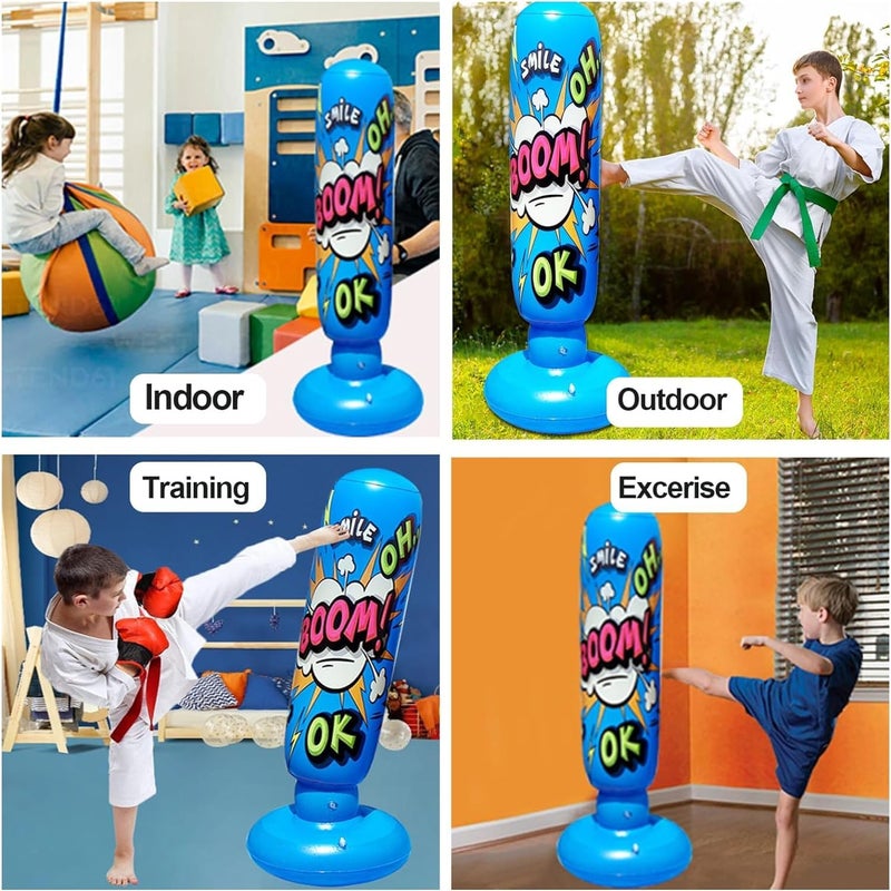 Bukela Inflatable Punching Bags, 128cm Inflatable Punching Bags for Kids Teens Freestanding Boxing Bag, Inflatable Boxing Bag, Free Standing Punch Bag for Practicing Karate Boxing Bags - Image 5