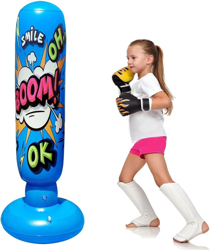 Bukela Inflatable Punching Bags, 128cm Inflatable Punching Bags for Kids Teens Freestanding Boxing Bag, Inflatable Boxing Bag, Free Standing Punch Bag for Practicing Karate Boxing Bags - Image 1