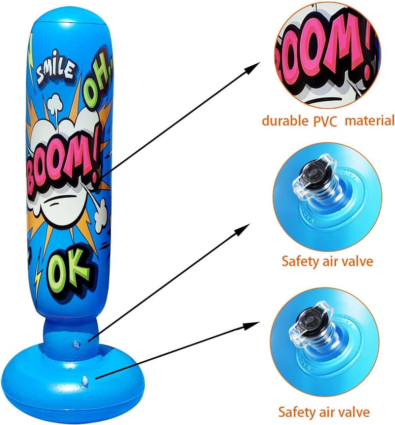 Bukela Inflatable Punching Bags, 128cm Inflatable Punching Bags for Kids Teens Freestanding Boxing Bag, Inflatable Boxing Bag, Free Standing Punch Bag for Practicing Karate Boxing Bags - Image 2