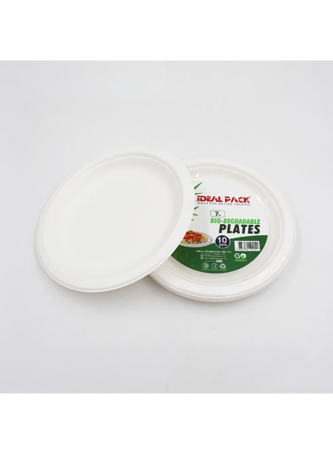 IDEAL PACK 7 Inch Bio-Degradable Plates – Eco-Friendly Round Serving Plates for Food, Strong & Lightweight Plates for Parties, Catering, Picnics & Daily Use available in 10,25,50 pcs (50, white) - Image 5
