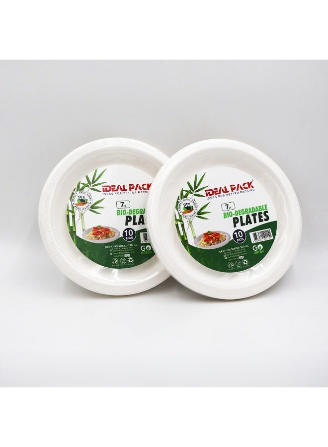 IDEAL PACK 7 Inch Bio-Degradable Plates – Eco-Friendly Round Serving Plates for Food, Strong & Lightweight Plates for Parties, Catering, Picnics & Daily Use available in 10,25,50 pcs (50, white) - Image 4