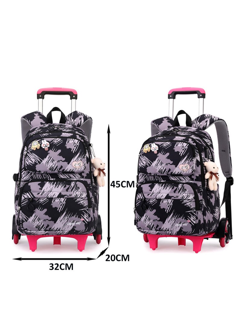 Kids Trolley School Bag Rolling Backpack, Fashion Color Graffiti Primary School Students Wheeled Schoolbag for Girls and Boys - Image 3